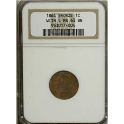 1864 1C L On Ribbon Brown MS63 NGC