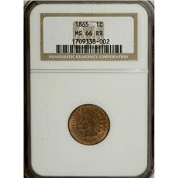 1865 1C Fancy 5 Red and Brown MS66 NGC