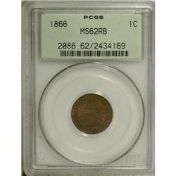 1866 1C Red and Brown MS62 PCGS