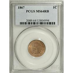 1867 1C Red and Brown MS64 PCGS