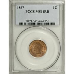 1867 1C Red and Brown MS64 PCGS