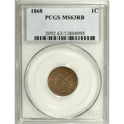 1868 1C Red and Brown MS63 PCGS