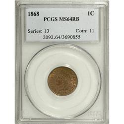 1868 1C Red and Brown MS64 PCGS