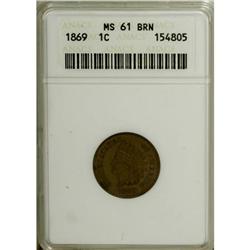 1869 1C Brown MS61 ANACS
