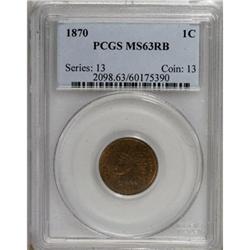1870 1C Red and Brown MS63 PCGS