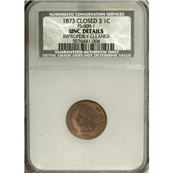 1873 1C Closed 3 Red and Brown MS60 CSN