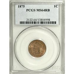 1875 1C Red and Brown MS64 PCGS