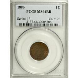 1880 1C Red and Brown MS64 PCGS