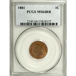 1881 1C Red and Brown MS64 PCGS