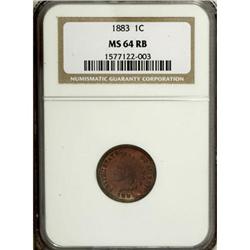1883 1C Red and Brown MS64 NGC