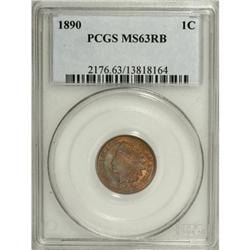 1890 1C Red and Brown MS63 PCGS