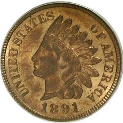 1891 1C Red and Brown MS64 PCGS