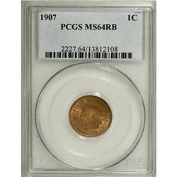 1907 1C Red and Brown MS64 PCGS