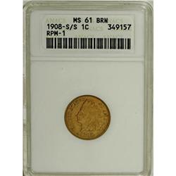1908-S 1C Brown MS61 ANACS