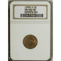 1908-S 1C Red and Brown MS64 NGC