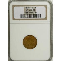 1908-S 1C Red and Brown MS65 NGC