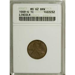 1909-S 1C Brown MS62 ANACS