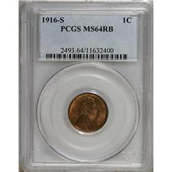 1916-S 1C Red and Brown MS64 PCGS