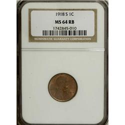 1918-S 1C Red and Brown MS64 NGC