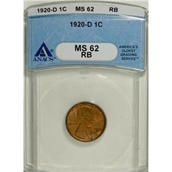 1920-D 1C Red and Brown MS62 ANACS