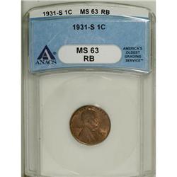 1931-S 1C Red and Brown MS63 ANACS