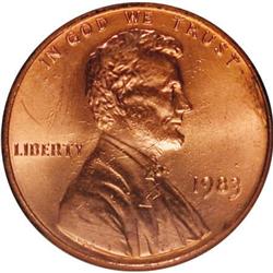 1983 1C Doubled Die Reverse Red MS65 NGC