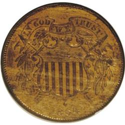 1864 2C Large Motto Red and Brown MS64 NGC