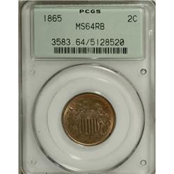 1865 2C Red and Brown MS64 PCGS