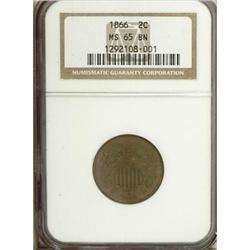 1866 2C Brown MS65 NGC