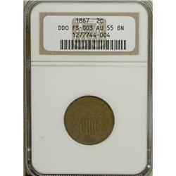 1867 2C Doubled Die AU55 NGC