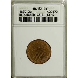 1870 2C Red and Brown MS62 ANACS