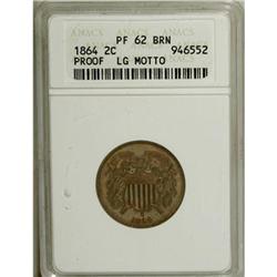1864 2C Large Motto Brown PR62 ANACS