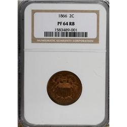 1866 2C Red and Brown PR64 NGC