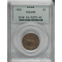 1869 2C Red and Brown PR64 PCGS
