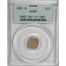 1851-O 3CS AU58 PCGS