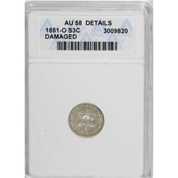 1851-O 3CS AU58 ANACS