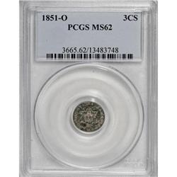1851-O 3CS MS62 PCGS