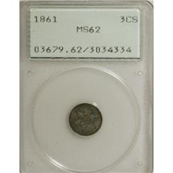 1861 3CS MS62 PCGS
