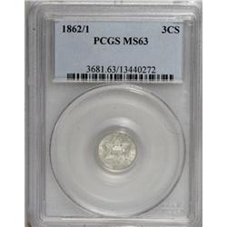 1862/1 3CS MS63 PCGS