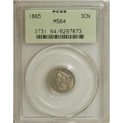 1865 3CN MS64 PCGS