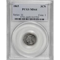 1865 3CN MS64 PCGS