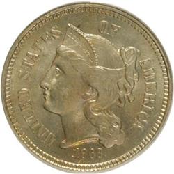 1868 3CN MS64 PCGS