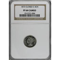 1873 3CN Closed 3 Cameo PR64 NGC