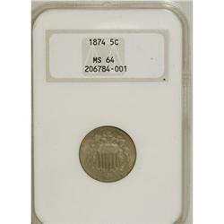 1874 5C MS64 NGC