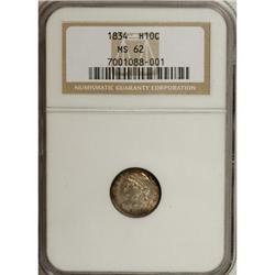 1834 H10C MS62 NGC
