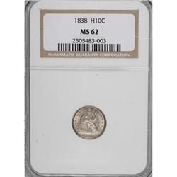 1838 H10C Large Stars, No Drapery MS62 NGC