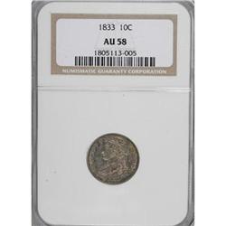 1833 10C AU58 NGC