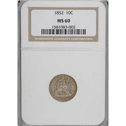 1852 10C MS60 NGC