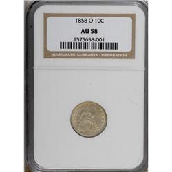 1858-O 10C AU58 NGC
