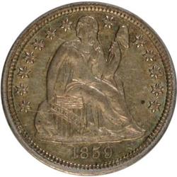 1859 10C AU55 PCGS